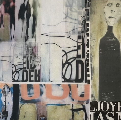Grafische Collage mit Figur und Schrift